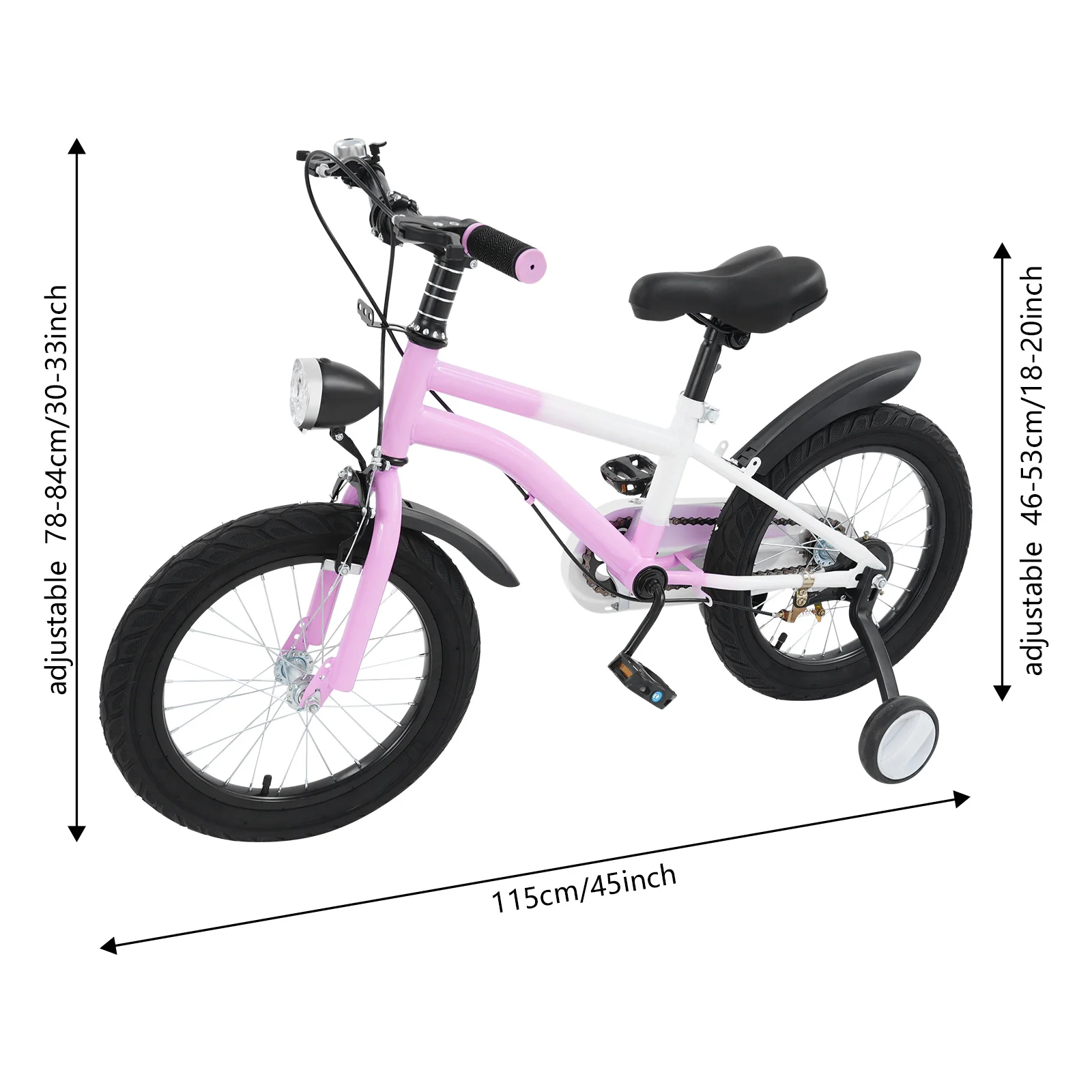 Barncykel 16 tum med stödhjul och LED-lykta (4–6 år, rosa/grön/grå) 7 Barncykel 16 tum med stödhjul och LED-lykta (4–6 år, rosa/grön/grå) - Bild 7