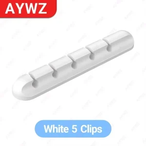 Självhäftande kabelhållareclips för kabelhantering – kabelorganisatör för skrivbord, USB-laddning och strömkablar