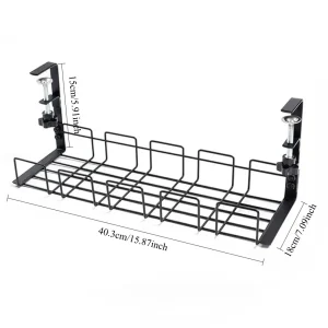 Under-bordets metallförvaringsställ för kabelhantering – Kontor/Hem, utan borrning