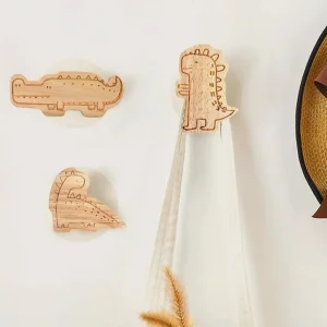 Alternative view of Trä-dinosaurie väggkrok – söt barnrumsdekor och nyckel-/klädkrok