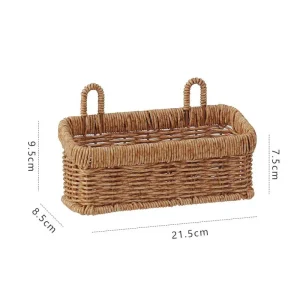 Väggmonterad korg för frukt och grönsaker i plast – simulerad rotting, hängande väggkorg 17 Väggmonterad korg för frukt och grönsaker i plast – simulerad rotting, hängande väggkorg