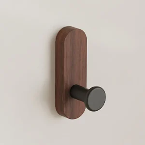 Självhäftande väggkrok i valnöt och bokträ – 1-krok utan borr