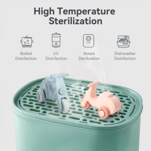 Bebisleksak: Montessori-silikonbil 0–12 månader – 4-i-1 fordon (sopbil, ambulans, brandbil, dumpbil)