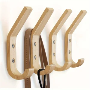 Alternative view of 4 stycken träkrokar för vägg – naturlig ek, dekorativa vintage träkrokar