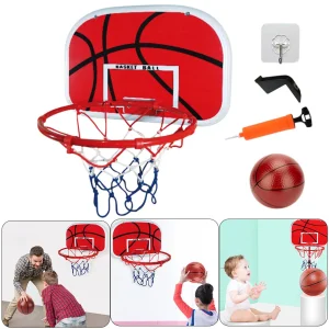 Mini basketkorg med boll och pump – portabel och justerbar för inomhus- och utomhuslek