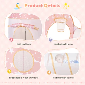 3-i-1 lektält med tunnel och bollhav – pop-up slott för inner- och utomhuslek