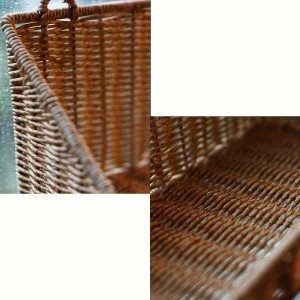 Rustik väggmonterad korg med krokar – flätad rottingförvaringskorg för badrum, kök, sovrum och vardagsrum