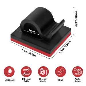 Självhäftande kabelklämmor för kabelhantering (5–50 stycken)