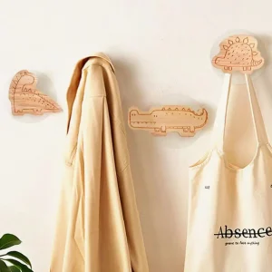 Trä-dinosaurie väggkrok – söt barnrumsdekor och nyckel-/klädkrok