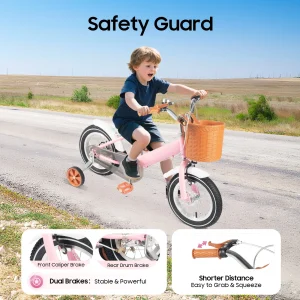 Barncykel 12 tum – justerbar sadel och styre, balans- och pedalledslärningscykel, rosa/grön