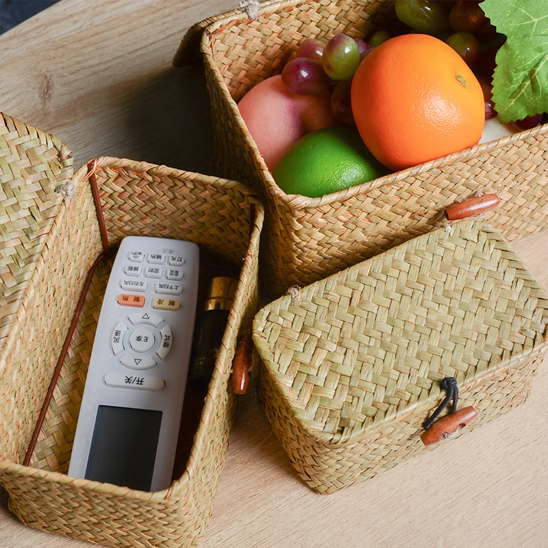 Rektangulär förvaringskorg med lock i handvävd rotting 4 Rektangulär förvaringskorg med lock i handvävd rotting - Bild 4