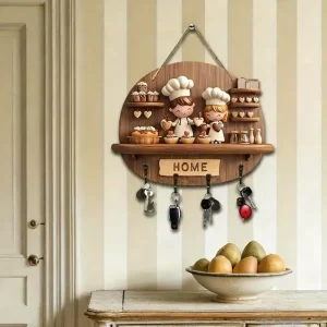 En tränyckelhållare med fyra metallkrokar – färgglad och unik design