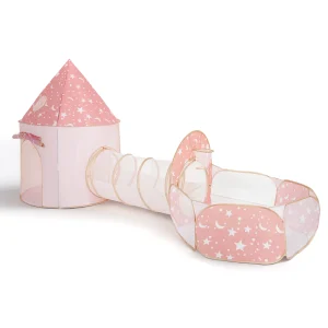 3-i-1 lektält med tunnel och bollhav – pop-up slott för inner- och utomhuslek