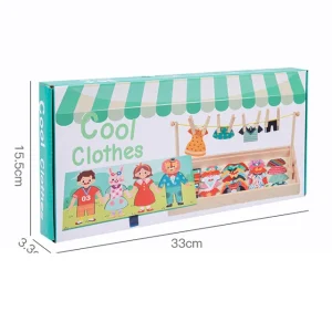 Träpussel: Kläder på lina – Dress-up, matchning och sortering (Montessori)