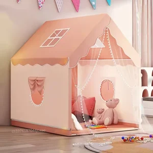 Portabelt småbarns lekstält – husformat Teepee, rosa/blå