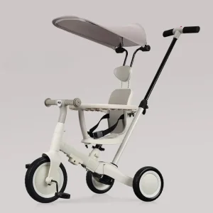 Trehjulig pedalkärra med solskärm – mångfunktionell barnkärra för utomhusbruk