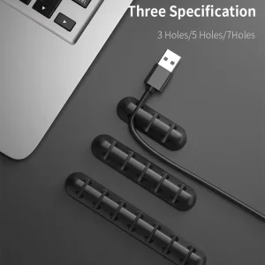 Alternative view of Självhäftande kabelhållareclips för kabelhantering – kabelorganisatör för skrivbord, USB-laddning och strömkablar