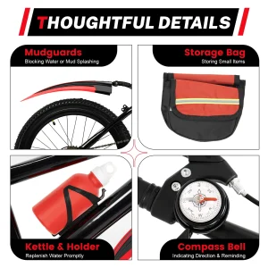 20-tums mountainbike för barn, 7-växlad – justerbar sadel, maxlast 85 kg