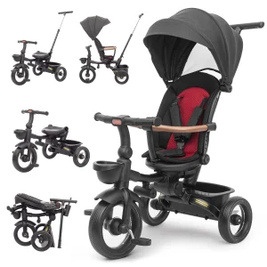 7 i 1 hopfällbar barntricycle för barn 6 månader–5 år – all-terrain gång- och styrvagn