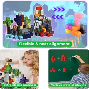 Magnetiska byggblock i voxelstil – byggset för kreativ lek