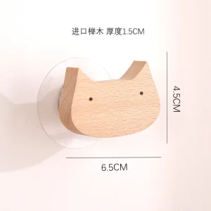 Stjärn-/månkrok i trä – söt tecknad djurdekoration med väggkrok