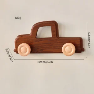 Praktiska väggmonterade bilformade träkrokar – dekorativa dubbla nyckelkrokar i vintage stil