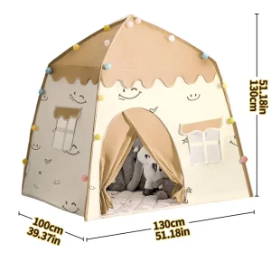 Rosa prinsess-tält för barn – inomhus lek-tält i tyg