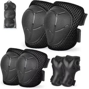 6‑delat skyddspaket för barn (3–10 år) – knä-, armbågs- och handledsskydd