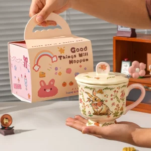 Retro keramikmugg med hjortmotiv för hem och kontor