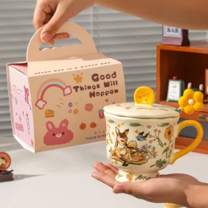 Retro keramikmugg med hjortmotiv för hem och kontor