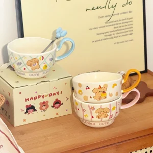 Keramikkopp med sött hundmotiv för hem, kontor och present