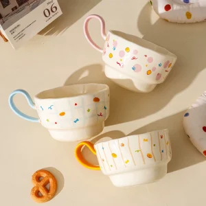 Keramisk taxmugg med sked för hem, barn och kontor