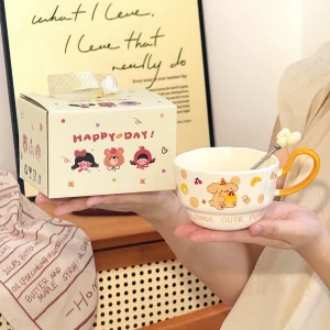 Keramikkopp med sött hundmotiv för hem, kontor och present