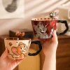 Keramikmugg med Tom & Jerry, bred öppning och stor kapacitet för hem och kontor