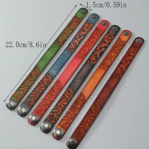 欧美新款饰品简约文艺复古牛皮手链跨境热销DIY刻字光板男女手镯 (复制)