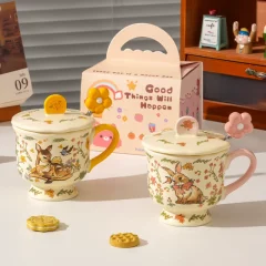 Retro keramikmugg med hjortmotiv för hem och kontor