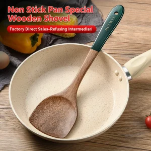Naturlig träspatelset för non-stick panna, värmetåligt köksset