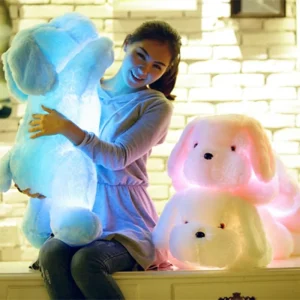 LED-belyst hundgosedjur i plysch | mjuk nattlampa 27–46 cm