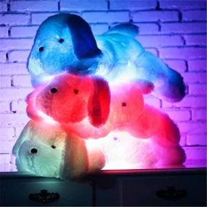 LED-belyst hundgosedjur i plysch | mjuk nattlampa 27–46 cm
