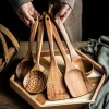 5-delat köksredskapsset i trä för non-stick panna