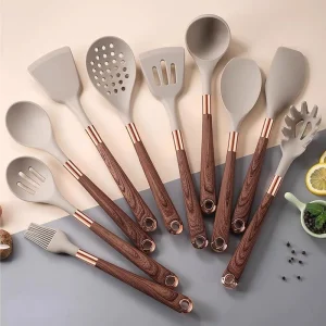 Alternative view of Kökstillbehör i silikon med träkorn 11-delars set, non-stick