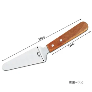 Stekspade i rostfritt stål med grillskrapa och trähandtag