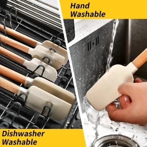 Silikonskrapa med trähandtag för bakning och dessert