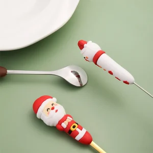 Alternative view of Julbestickset med tomte och snögubbe – dessertsked, gaffel och kniv