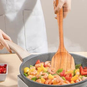 Träslevar i teak för matlagning – 1–10 delar, non-stick vänliga