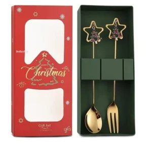 Julkaffeskedar i rostfritt stål med festlig design, 2/4-pack