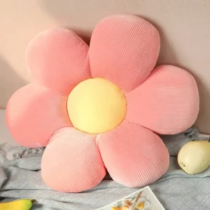Blommig plyschkudde 35 cm med mjuk fyllning och färgglad design