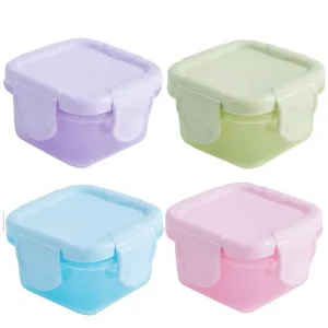 4-pack mini matförvaringsburkar för baby med lock, 60 ml, BPA-fria
