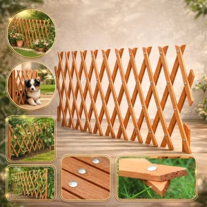 Alternative view of Expandable Wooden Garden Fence Plant Stand Sliding Panel Fence Outdoor Decorative Fence Panel for Backyard Deck Patio