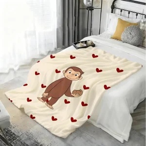 Cartoon Curious George-filt i flanell – lätt, mjuk och sommarlätt